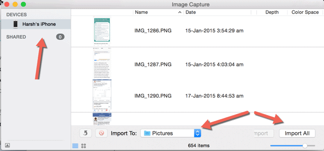 Image Capture Mac photo import